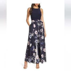 Vince Camuto Navy Floral Jumpsuit
